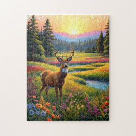 Bunte Wald Farben und Hirsch Kunst Puzzle