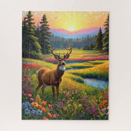 Bunte Wald Farben und Hirsch Kunst Puzzle