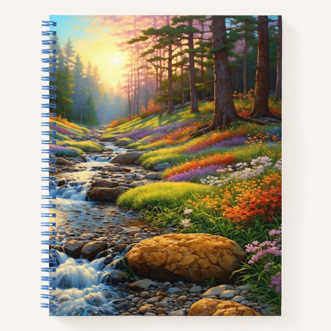 Bunte Waldblumen-Kunst Notizbuch (Vorderseite)