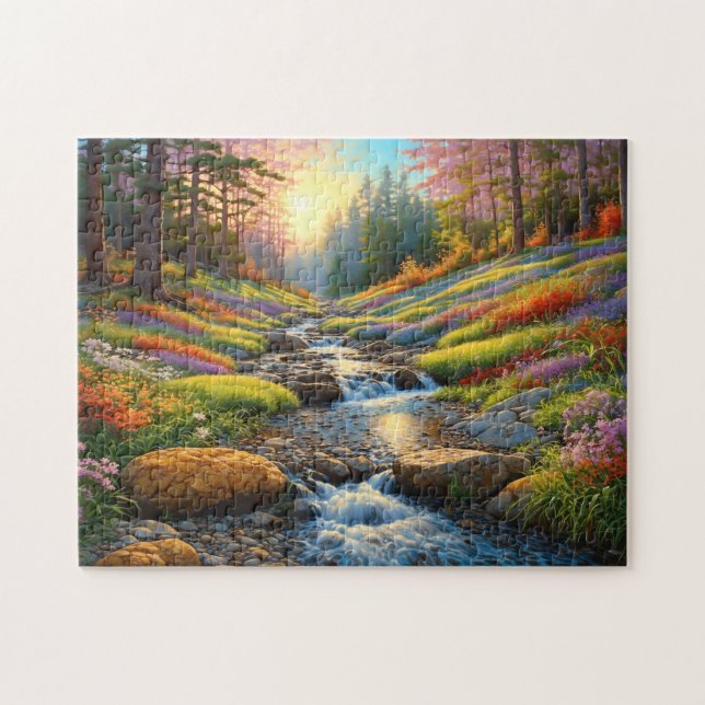 Bunte Waldblumen Kunst Puzzle (Horizontal)