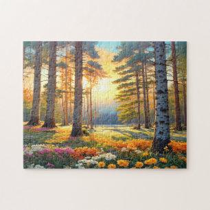 Bunte Waldblumen und Sonnenschein Kunst Puzzle