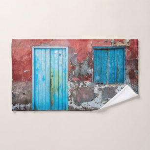 Bunte Wand, Tür und Fensterläden Badhandtuch Set