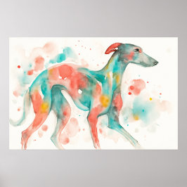 Bunte Wasserfarbe Greyhound-Fine-Art Poster