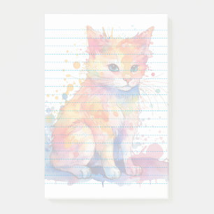 Bunte Wasserfarbe-Katze-linierte Post-it-Notizen Post-it Klebezettel