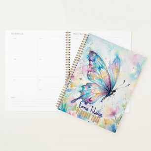 Bunte Wasserfarbe Schmetterling Floral Planer