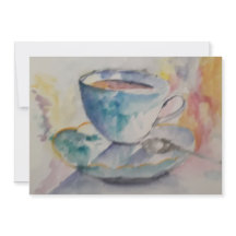 Bunte Wasserfarbe-Tasse mit Untertasse