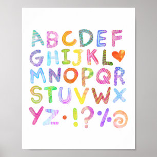 Bunte Wasserfarben-Alphabet Poster