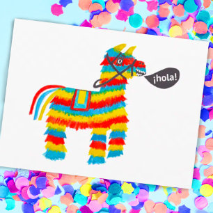 Bunte Wasserfarben-Esel-Piñata Postkarte