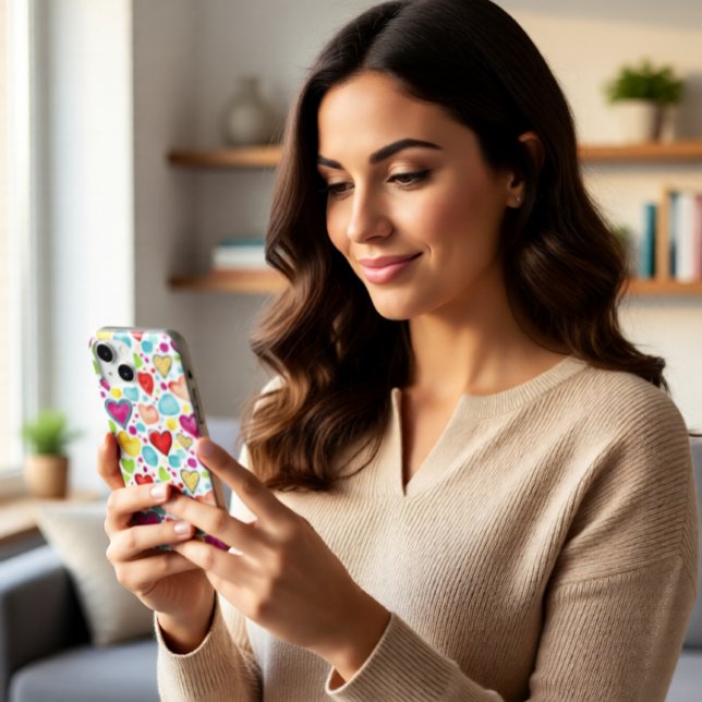 Bunte Wasserfarben-Herzen iPhone 15 Hülle (Von Creator hochgeladen)