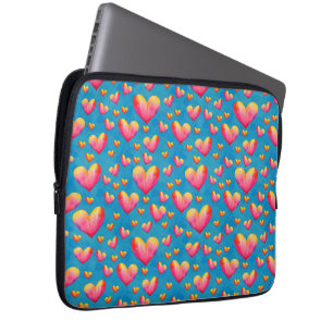 Bunte Wasserfarben-Herzen Laptop-Hülle Laptopschutzhülle