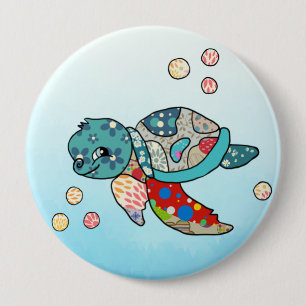 bunte Wasserschildkröte Button