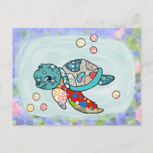 bunte Wasserschildkröte Postkarte