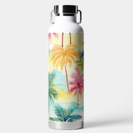 BUNTE WATERCOLOR TROPISCHE PALMBÄUME TRINKFLASCHE