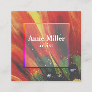 Bunte weibliche mit BlumenVisitenkarte Quadratische Visitenkarte
