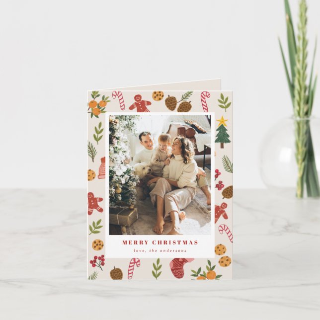 Bunte Weihnachts- & Saisonalartikel Photocard Feiertagskarte (Vorderseite)