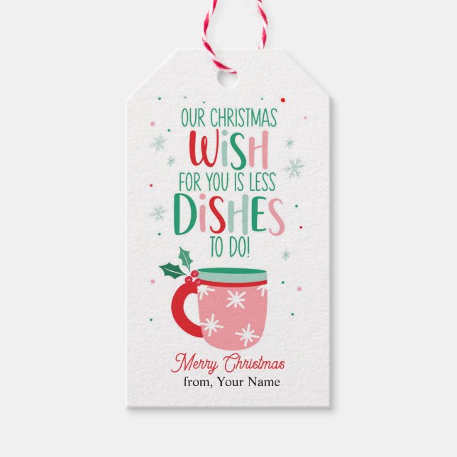 Bunte Weihnachts-Schüsseln Geschenkanhänger (Vorderseite)