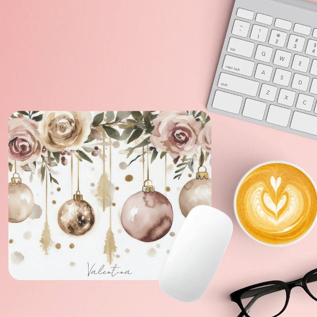 Bunte Weihnachtsbaumchen mit Blume Mousepad (Von Creator hochgeladen)