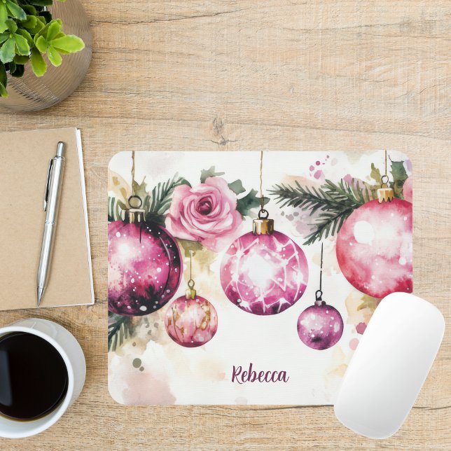 Bunte Weihnachtsbaumchen mit Blume Mousepad (Von Creator hochgeladen)