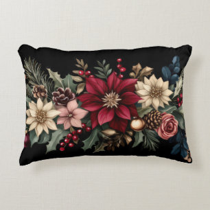 bunte Weihnachtsbaumchen mit Poinsettia Dekokissen