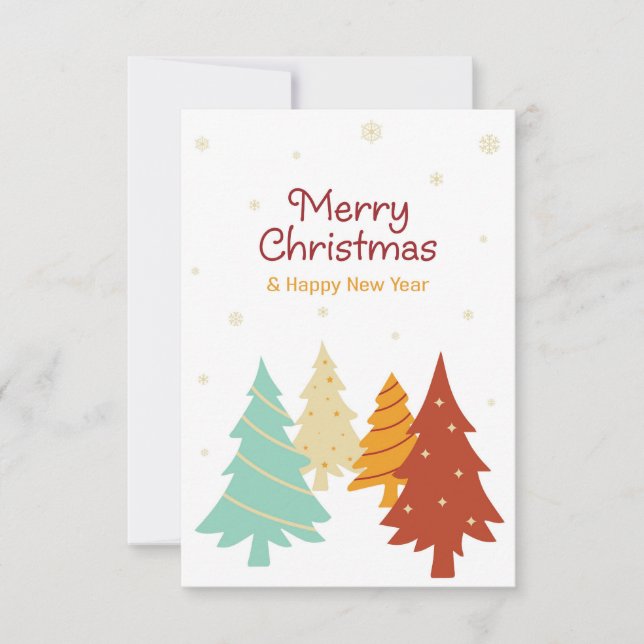 Bunte Weihnachtsbäume. Karte (Vorderseite)