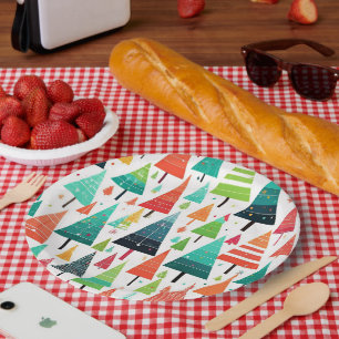Bunte Weihnachtsbäume Muster Pappteller