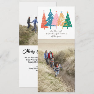 Bunte Weihnachtsbäume Vertikal 2 Foto Familie Karte