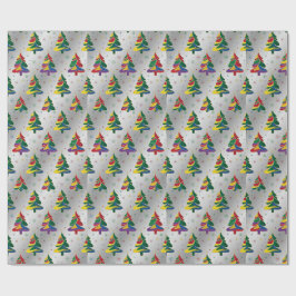 Bunte Weihnachtsbäume Xmas Geschenkpapier