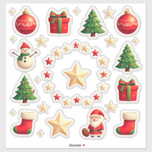 Bunte Weihnachtselemente Set Aufkleber
