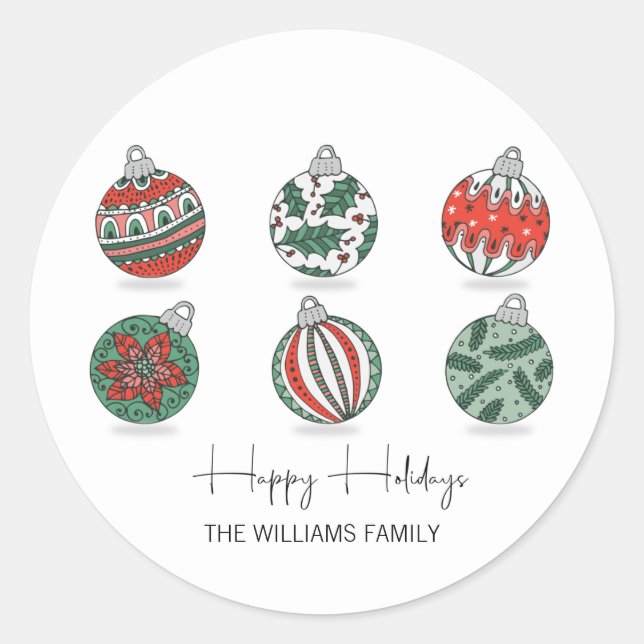 Bunte Weihnachtsfeiertage Runder Aufkleber (Vorderseite)