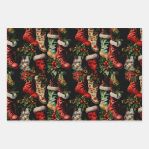 Bunte Weihnachtsfeiertage Weihnachtsfeiertage Strü Geschenkpapier Set