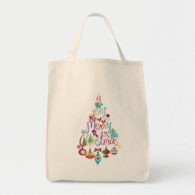Bunte Weihnachtsfeiertags-Baum-Taschen-Tasche Tragetasche (Vorne)
