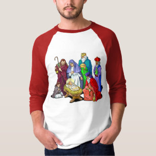 Bunte WeihnachtsGeburt Christis-Szene T-Shirt