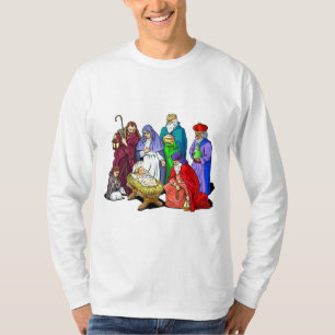 Bunte WeihnachtsGeburt Christis-Szene T-Shirt