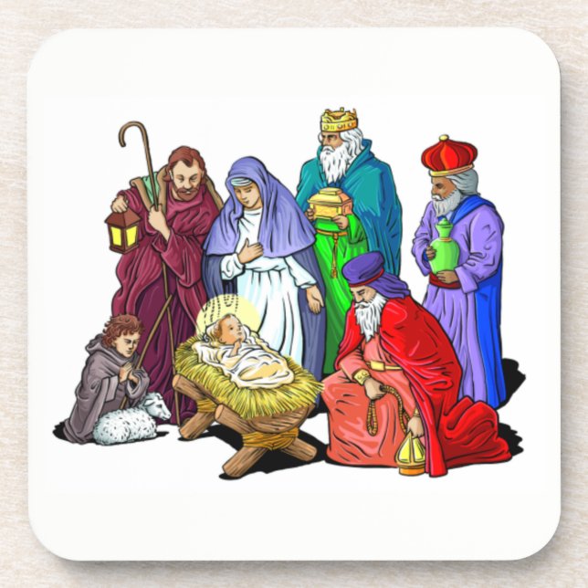 Bunte WeihnachtsGeburt Christis-Szene Untersetzer (Vorderseite)
