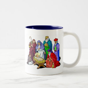 Bunte WeihnachtsGeburt Christis-Szene Zweifarbige Tasse