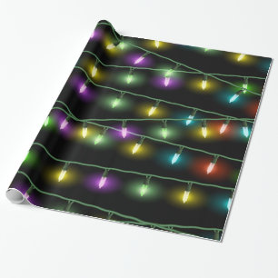 Bunte Weihnachtslichter Geschenkpapier