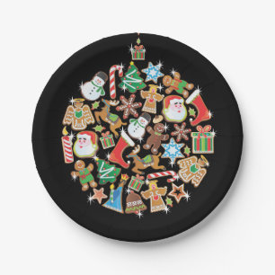 Bunte Weihnachtsplätzchen-Verzierung Pappteller