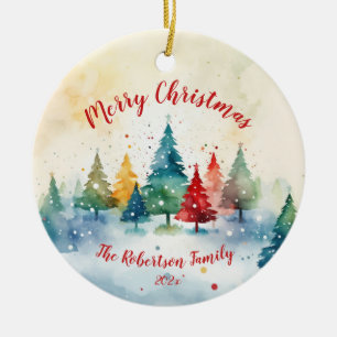 Bunte Weihnachtstannen Keramik Ornament