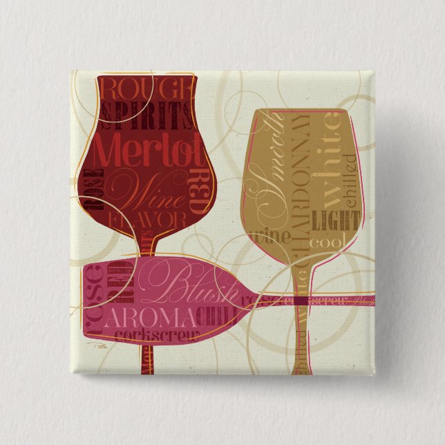 Bunte Wein-Gläser Button (Vorderseite)