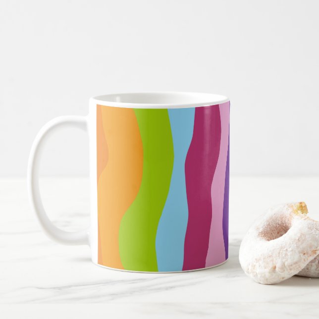 Bunte Wellen Kaffeetasse (Mit Donut)