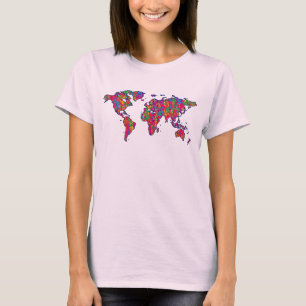 bunte Weltkarte T-Shirt