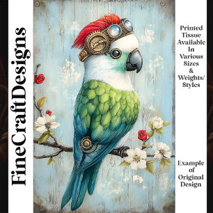 Bunte Whimsical Punk Vogel Papagei J9R Decoupage Seidenpapier