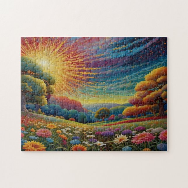 Bunte Wiesen Kunst Puzzle (Horizontal)