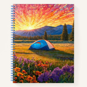 Bunte Wiesenblumen Camping Zelt Kunst Notizbuch