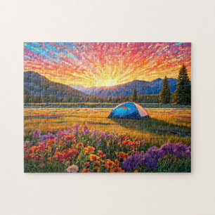 Bunte Wiesenblumen Camping Zelt Kunst Puzzle