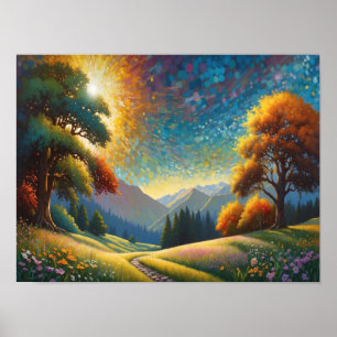 Bunte Wiesenblumen Kunst Poster