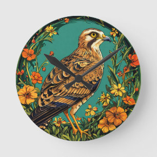 Bunte Wiesenweihe Vogel Runde Wanduhr