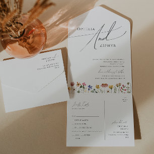 Bunte Wildblume   Einfach zum Verschicken und Vers All In One Einladung