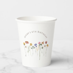 Bunte Wildblume Geburtstagsparty Pappbecher