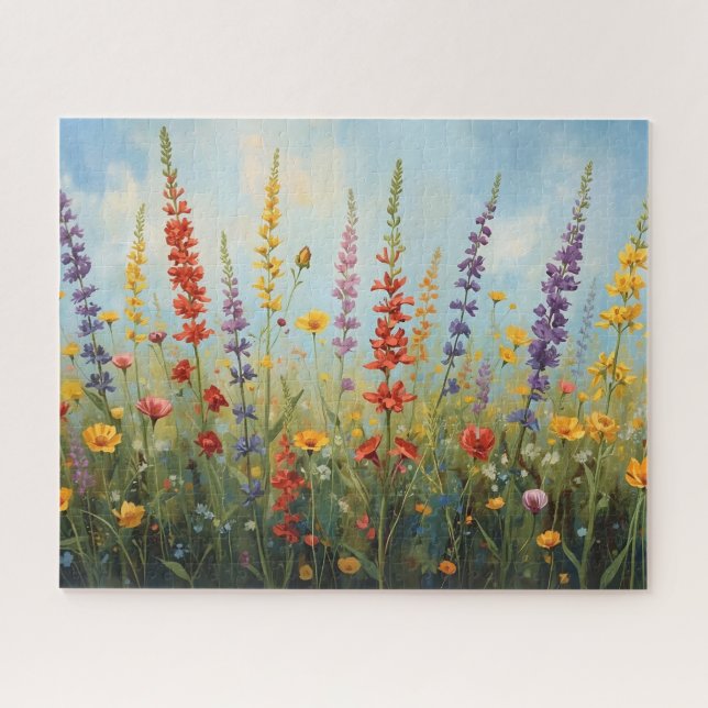 Bunte Wildblumen auf der Wiese  Puzzle (Horizontal)